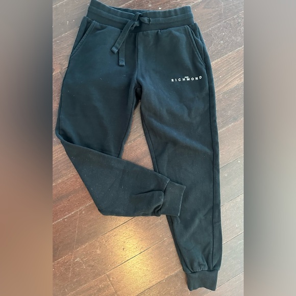 John Richmond Junior logo-print cotton track pants black size 10T made in Italy - Picture 2 of 14